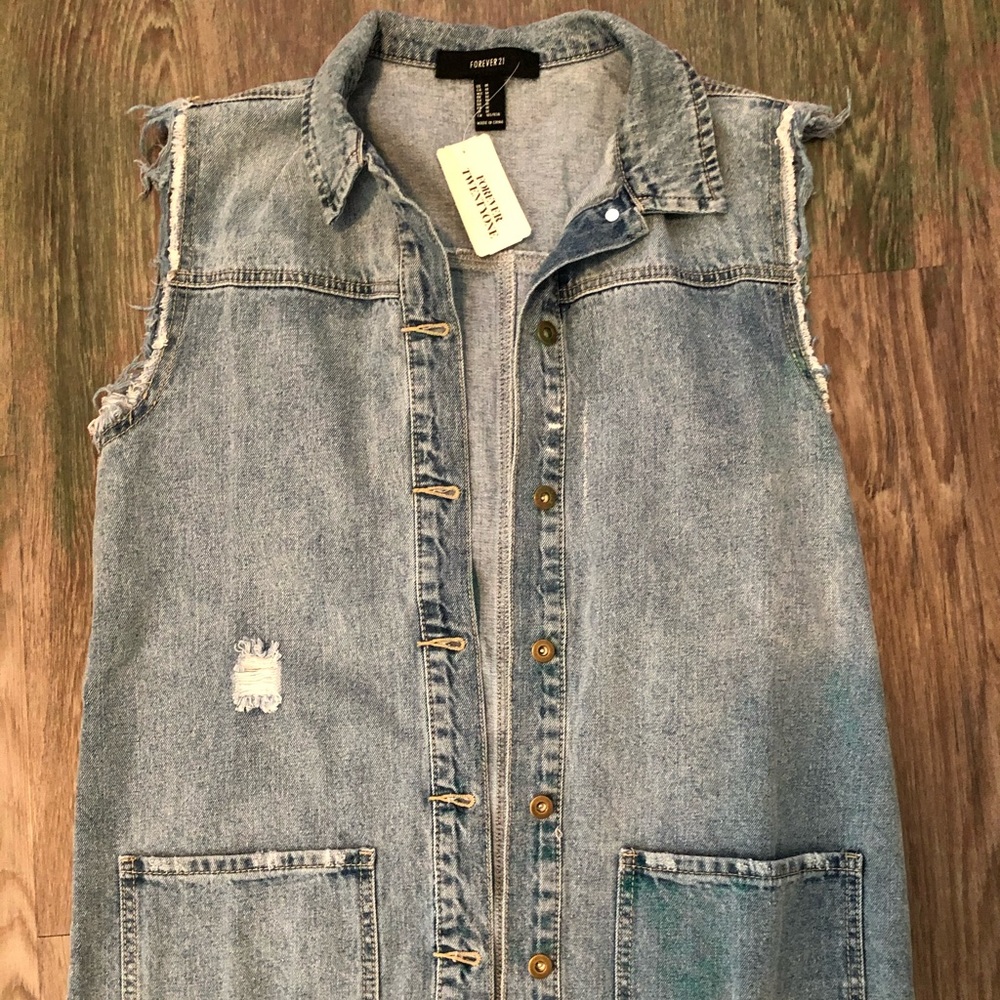 Brand New Long Denim Vest